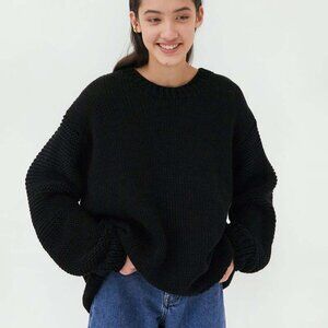 Knotty Ones Nida Black Cotton Sweater